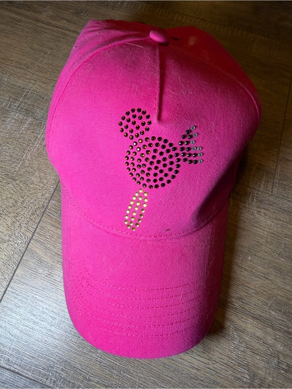 Disney Hot Pink Baseball Cap with Studded Mickey Bar Detail
